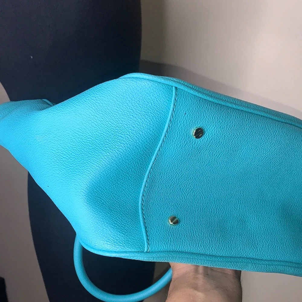 Tory Burch Turquoise/Gold Leather Tote